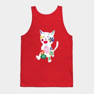 Portrait of a Cat Tattoed with Flowers Tank Top